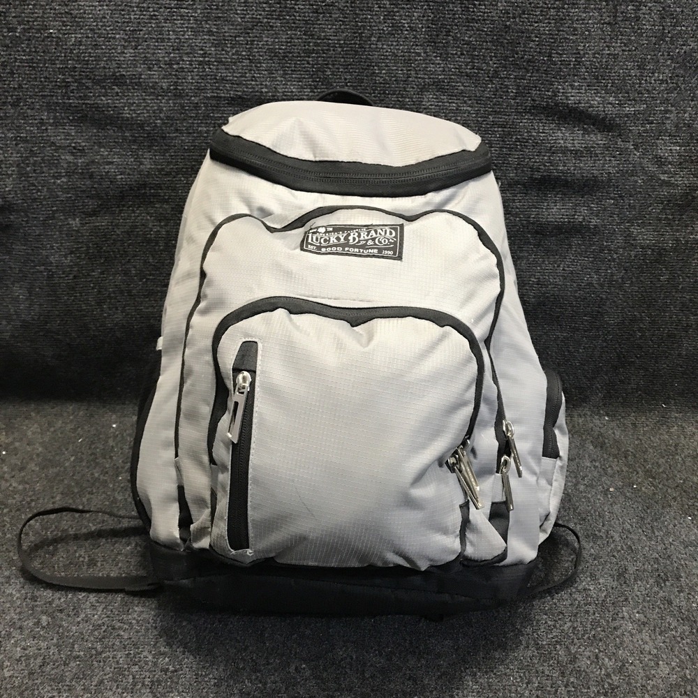 Lucky Brand & Co. Vintage Style Gray/Black Backpack‎ Laptop Computer Bag Daypack